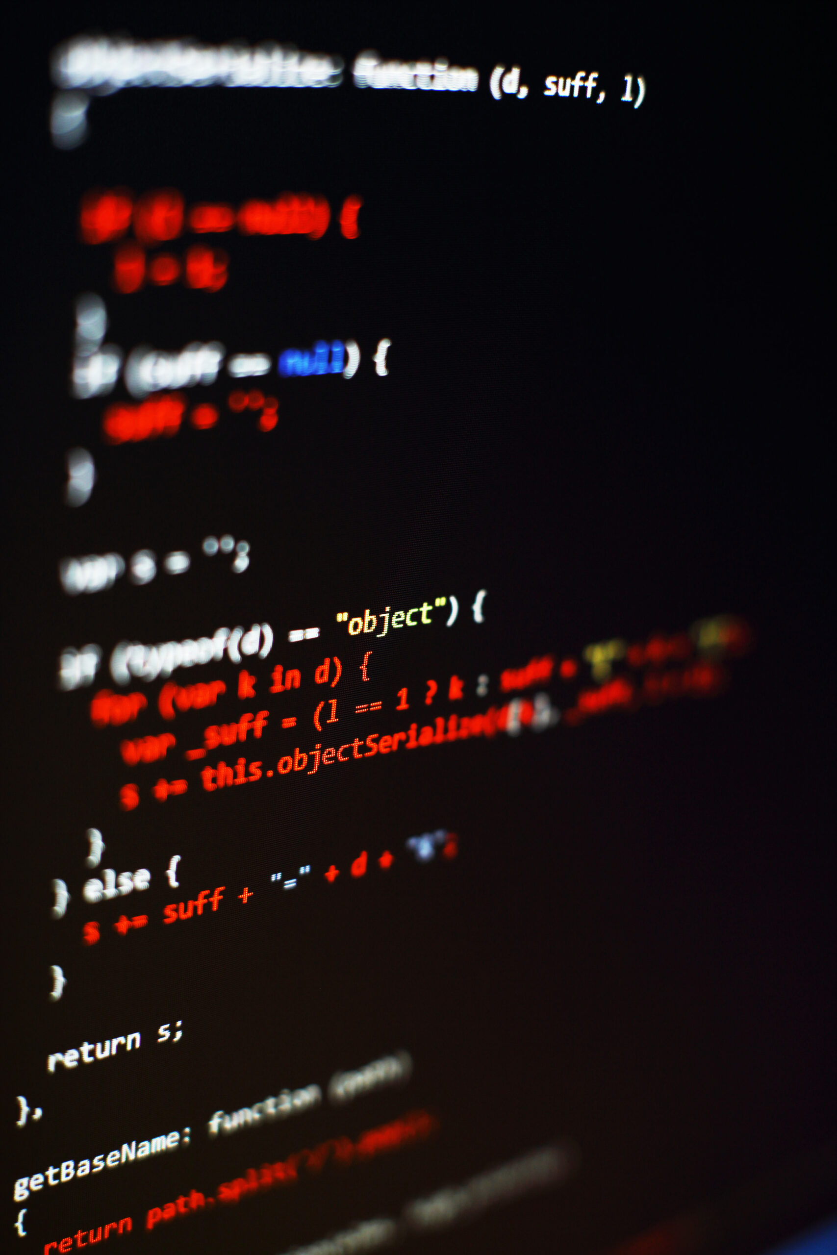 Code of web page displayed on a computer monitor
